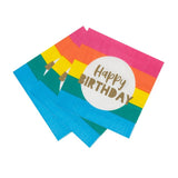 Talking Tables rainbow Happy Birthday napkins, 20 per pack (British brand)