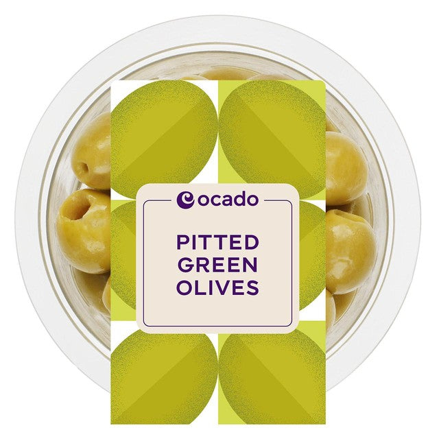 Ocado pitted green olives 120g, imported from the UK