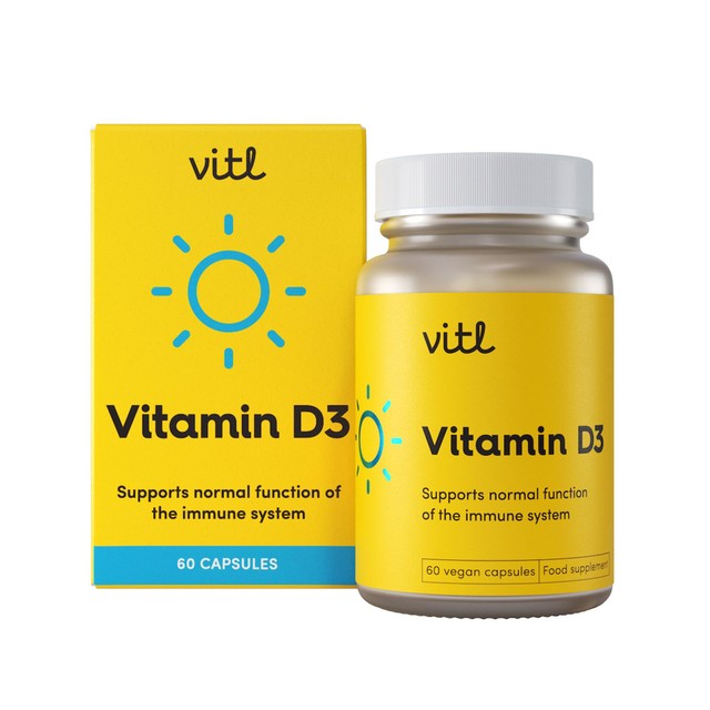 Vitl Vitamin D3 1000iu softgel capsules 60g (British brand)