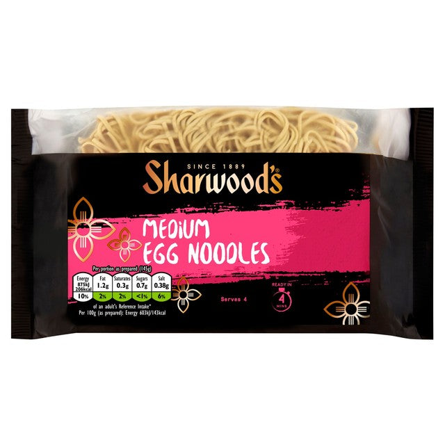 Sharwood's medium egg noodles 226g, imported from the UK
