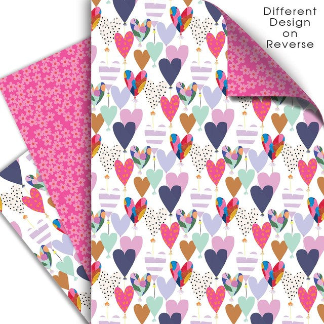 Deva Designs Hearts Double Sided Gift Wrap 3-Pack, UK version