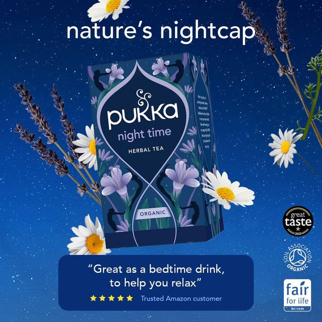 Pukka Herbal Tea Night Time Chamomile 20 Bags, imported from the UK