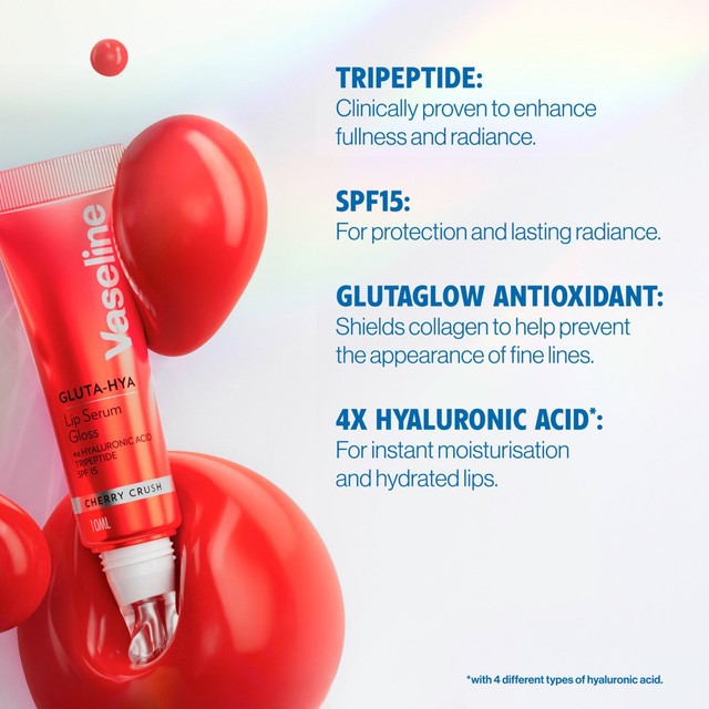 Vaseline Gluta-Hya Lip Serum Gloss Cherry Crush, imported from the UK