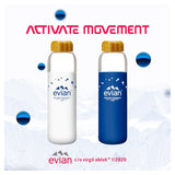 Evian glass water bottle Designer Blue 500ml - British product