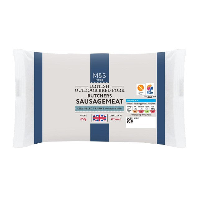M&S outdoor bred pork sausagemeat 454g, imported from the UK