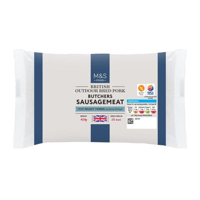 Chair à saucisse de porc de porc élevé en plein air M&S 454g