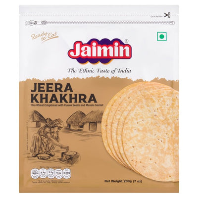 M&S Jaimin Jeera Khakhra Thin Wheat Crispbread with Cumin Seeds and Masala Sachet 200g- Buy online at McGrocer