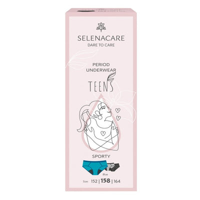 Selenacare Teens Perioden-Unterwäsche Sportlich Blau Waschbare Menstruations-Unterwäsche Größe 12-13 Jahre