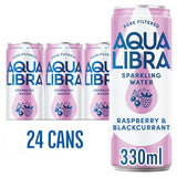 Aqua Libra raspberry and blackcurrant sparkling water can (British brand)