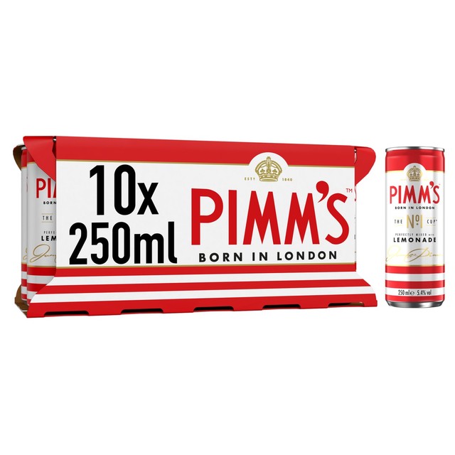 Pimm's No1 Cup & Lemonade premix cocktail 10 x 250ml, imported from the UK