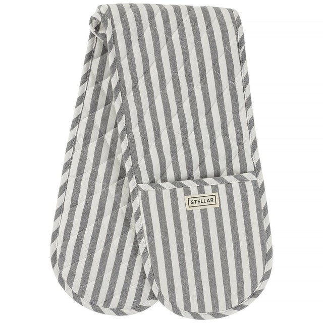 Stellar Double Oven Mitt Grey Stripe (British brand)
