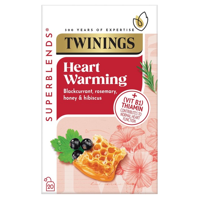 Twinings Superblends Heartea blackcurrant rosemary honey herbal tea 20 tea bags (British brand)