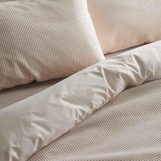 M&S pure cotton waffle bedding set single neutral, imported from the UK