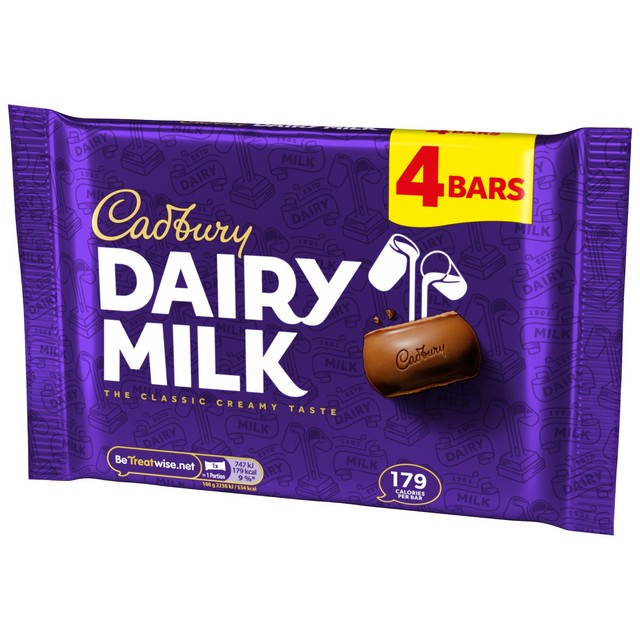 Cadbury Dairy Milk chocolate bars 4 x 33.5g - British product