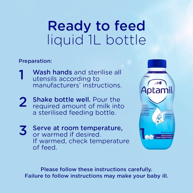 Aptamil First Infant Milk Ready to Feed 1L - British product