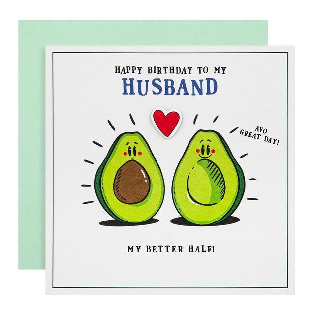 M&S Avocado Birthday Card 15cm x 15cm, imported from the UK