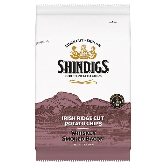 Shindigs Irische Kartoffelchips mit Rillen Schnitt, Whiskey Geräucherter Speck, 90g