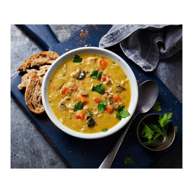 M&S Hühner-, Pilz- und Reissuppe mit Stückchen, 600 g, importiert aus Großbritannien