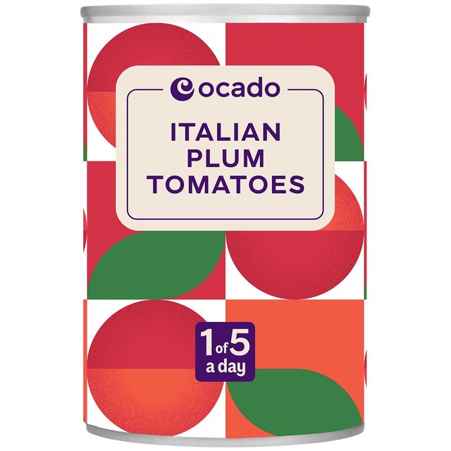 Ocado Italian plum tomatoes 400g, imported from the UK