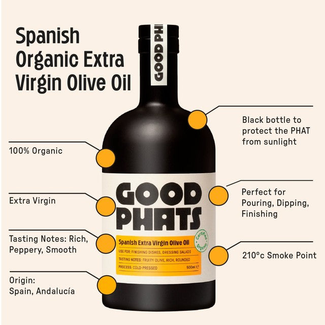 Good Phats organic extra virgin olive oil 500ml, UK version