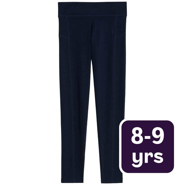 M&S girls cotton-rich leggings navy 8-9 years, imported from the UK