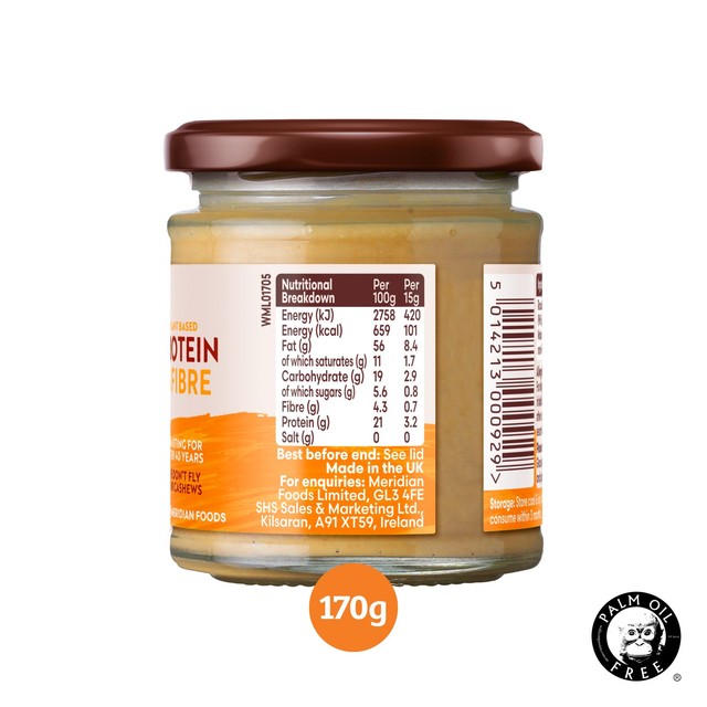 Meridian smooth cashew butter 170g, imported from the UK