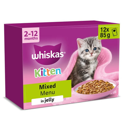 M&S Whiskas Kitten Mixed Menu Wet Cat Food Pouches in Jelly 12 x 85g- Buy online at McGrocer