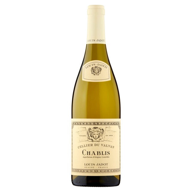 Louis Jadot dry white Chablis wine, unoaked Chardonnay, UK version