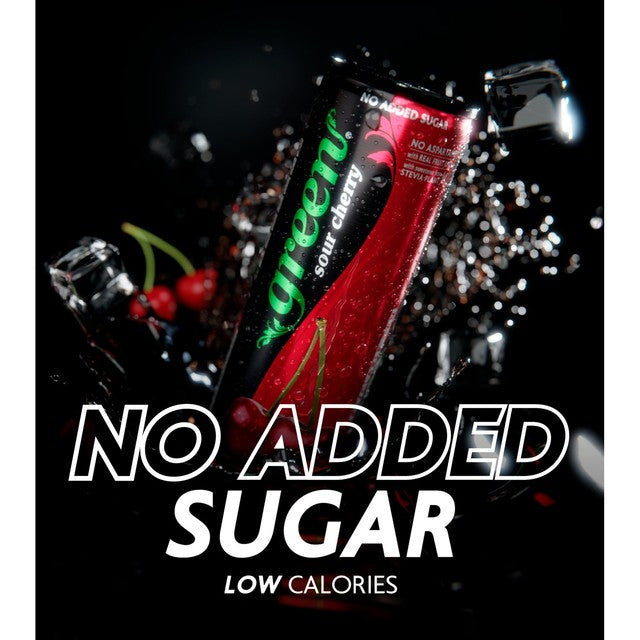 GREEN COLA Sour Cherry sugar-free cola 4 x 330ml cans, UK version