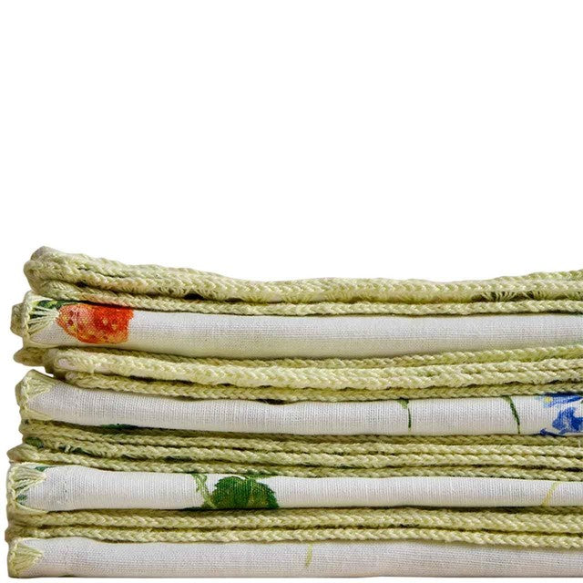 M&S cotton linen floral napkin set green, UK version