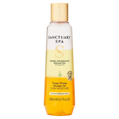 Huile de douche triphasée aux huiles naturelles Golden Sandalwood de Sanctuary Spa