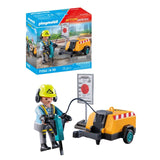 Playmobil construction worker with pneumatic drill toy, imported from the UK
