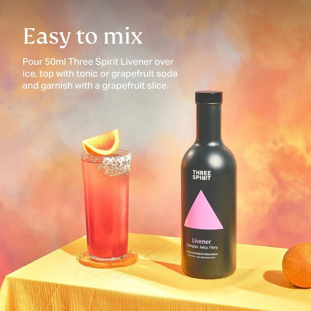 Three Spirit Livener non-alcoholic botanical elixir 50cl (British brand)