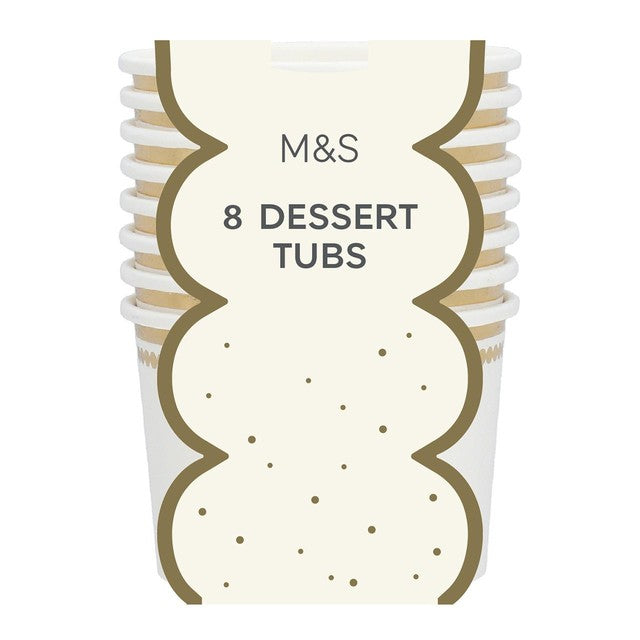 M&S white and gold paper dessert tubs 8 pack, imported from the UK