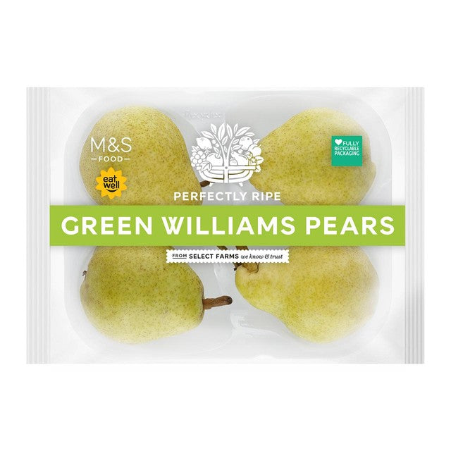 M&S Green Williams pears 4 pack, imported from the UK