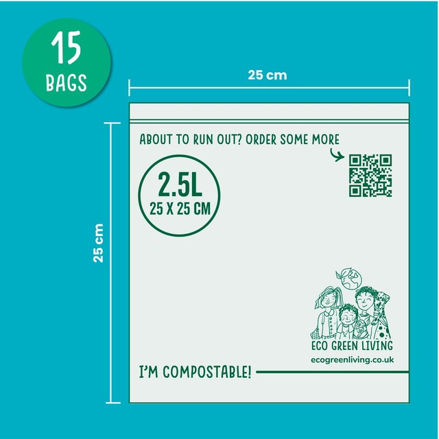 Eco Green Living compostable resealable ziplock bags 2.5L - British product