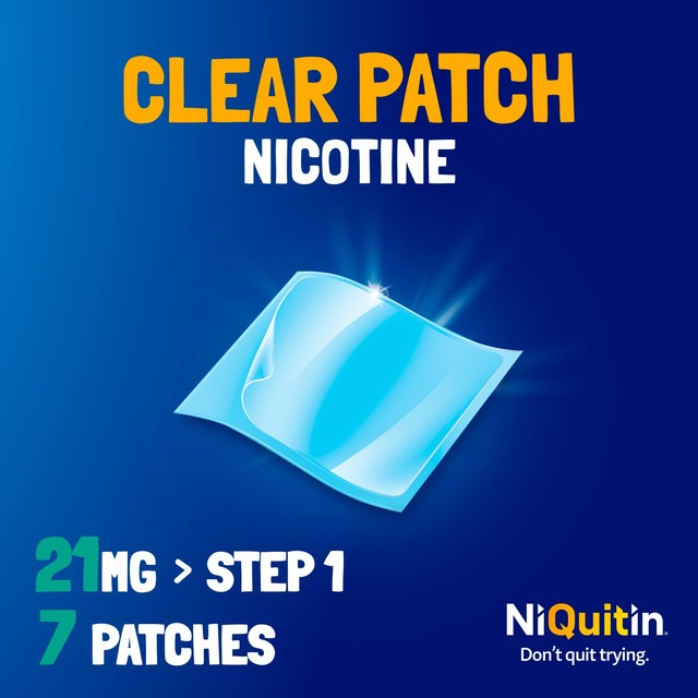 Patch Clair NiQuitin CQ 21 mg Étape 1, importé du Royaume-Uni