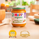 HiPP Organic carrots, peas & cauliflower baby food jar 125g, UK version