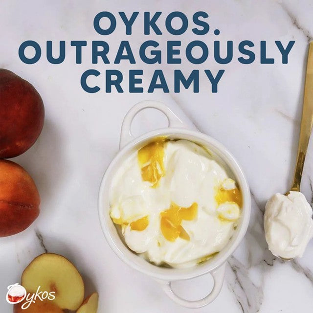 Oykos Lemon and Lime Yoghurt Greek Style 4 x 110g, imported from the UK