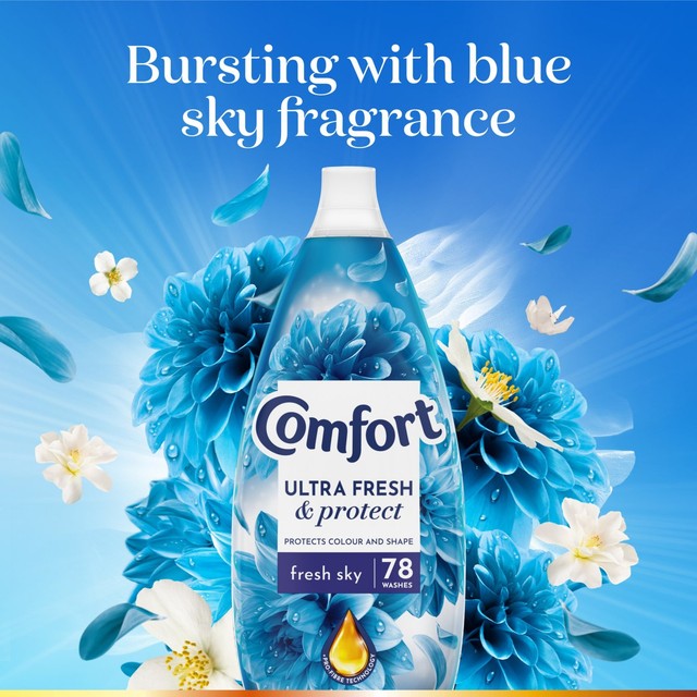 Comfort Fresh Sky fabric conditioner 78 washes - British product