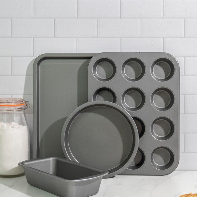 KitchenCraft bakeware set including four essential tins and trays, UK version