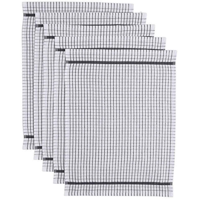 M&S checked terry tea towels dark grey 50x70cm, imported from the UK