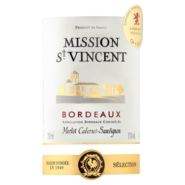 Saint Vincent Bordeaux Rouge red wine 75cl, imported from the UK