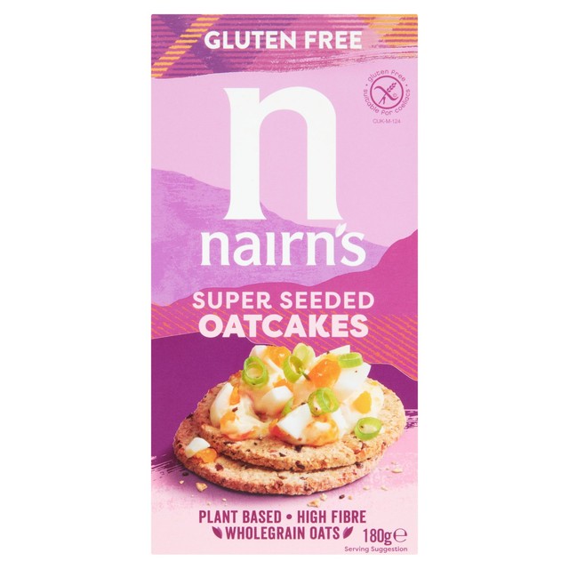 Nairn's Gluten Free Super Seeded Oatcakes 180g, imported from the UK