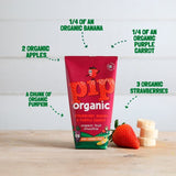 Pip Organic kids smoothie with strawberry, banana, and purple carrot 4 x 180ml, imported from the UK