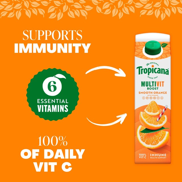 Tropicana smooth orange multivit boost fruit juice 850ml (British brand)