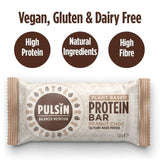 Pulsin peanut choc vegan protein bar 50g, imported from the UK