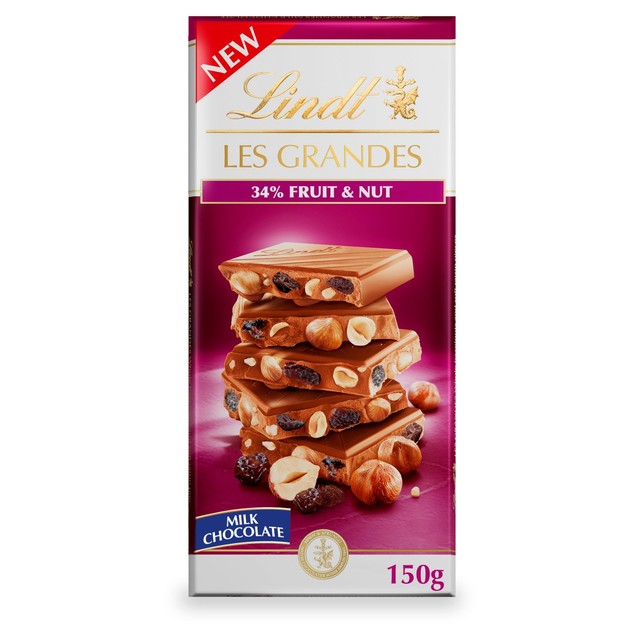 Lindt fruit and nut milk chocolate bar 150g, UK version
