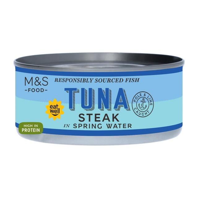 M&S Tuna Steak in Spring Water 200g, imported from the UK