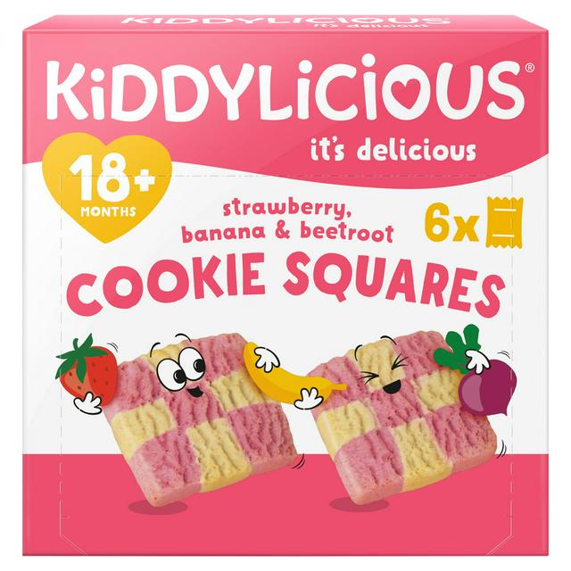 Kiddylicious Strawberry Banana Beetroot Cookie Squares Baby Snacks 6x24g